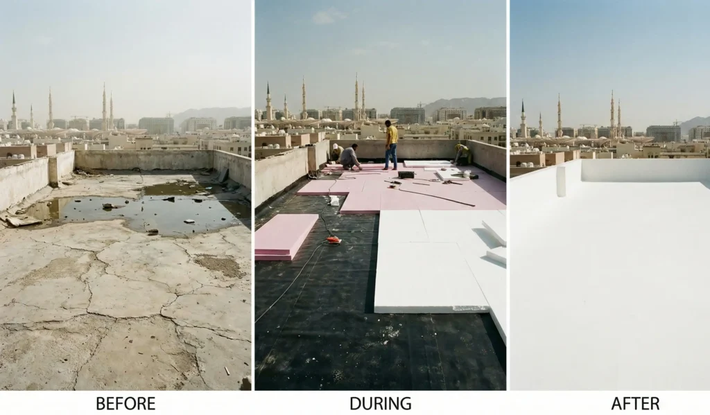 مشروع عزل سطح فيلا بالمدينة المنورة 