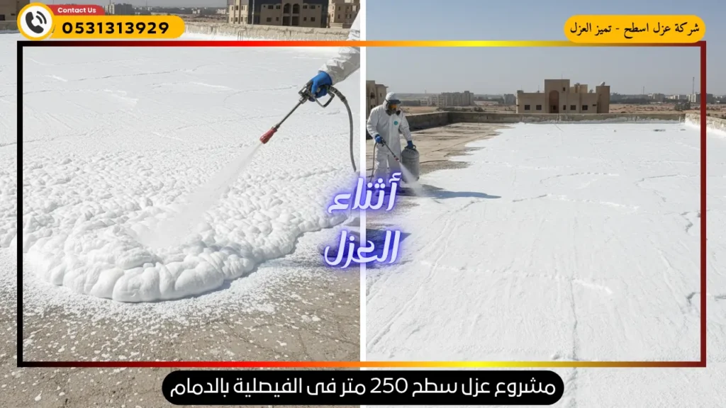 صورة اثناء عزل سطح المنزل بواسطة فريق عزل اسطح الفيصلية 