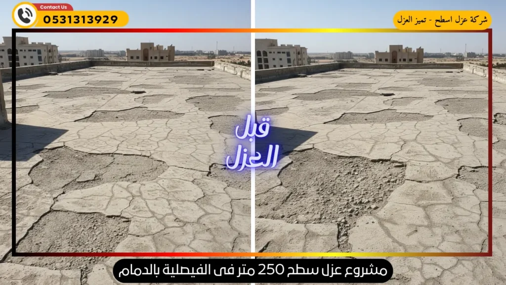 صورة توضح حالة سطح المنزل قبل العزل المائي والمعالجة بواسطة شركة عوازل الفيصلية